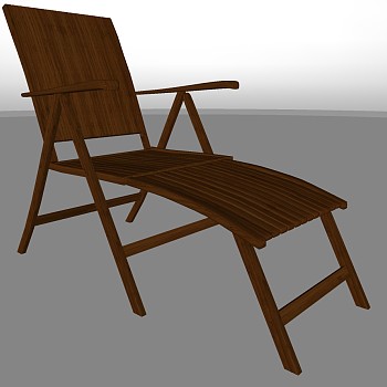 户外木质休闲躺椅sketchup草图模型下载