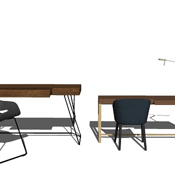 23北欧现代书桌椅子写字台落地灯sketchup草图模型下载