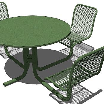 118户外庭院景观阳台铁艺藤编餐桌椅子sketchup草图模型下载