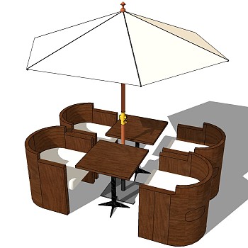 55-5室外户外木制桌子椅子遮阳伞组合