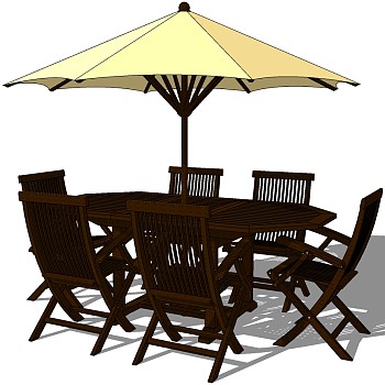 47-5现代室外户外木制桌子椅子遮阳伞组合