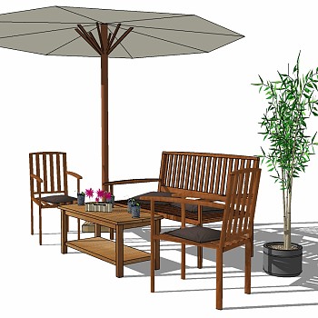 户外休闲餐桌椅遮阳伞景观椅 (2)