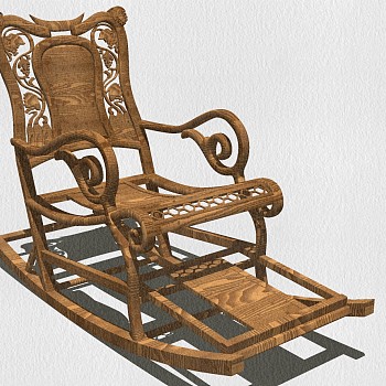 37中式古典户外摇椅躺椅sketchup草图模型下载