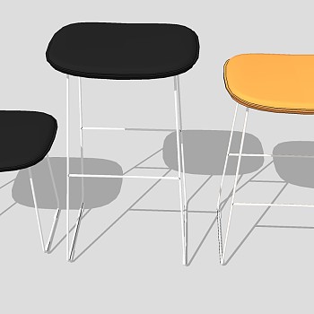 14现代简约便捷单椅凳子金属椅户外椅凳子sketchup草图模型下载