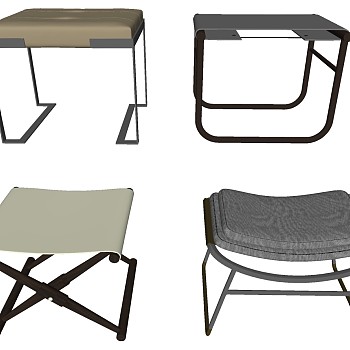 21新中式凳子脚踏马札座椅sketchup草图模型下载