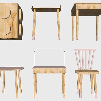 桌椅板凳儿童椅子桌椅学习桌sketchup草图模型下载