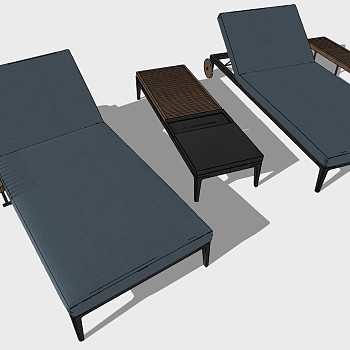26现代户外躺椅沙发sketchup草图模型下载