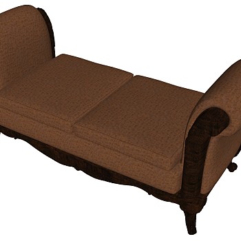 01美式欧式法式古典沙发凳床尾凳卧榻美人榻sketchup草图模型下载