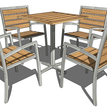 14-户外休闲木制桌子椅子