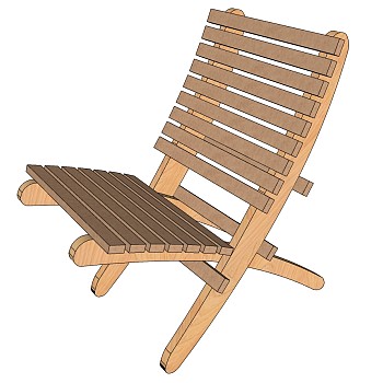 现代异形家具沙发公共座椅躺椅室外户外休闲实木躺椅 sketchup草图模型下载(28)