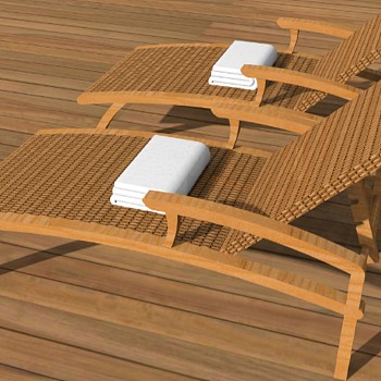 现代异形家具沙发公共座椅躺椅室外户外休闲实木躺椅sketchup草图模型下载 (3)