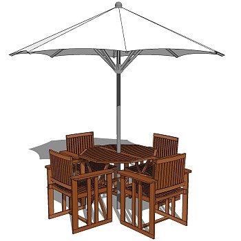 03-5户外木桌椅子遮阳伞组合