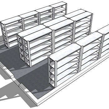 11现代装饰架摆件休闲椅超市货架sketchup草图模型下载
