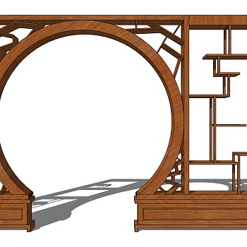 中式博古架草图su模型下载 (4)