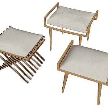 165现代异形座椅凳子坐墩坐凳板凳sketchup草图模型下载