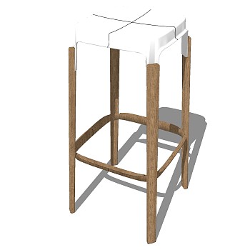 12现代简约实木吧台椅sketchup草图模型下载