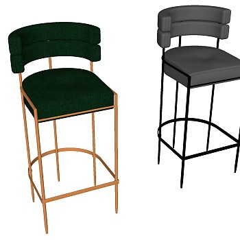 5北欧金属铁艺吧台椅单椅组合sketchup草图模型下载