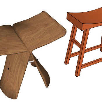8现代异形座椅凳子坐墩坐凳板凳sketchup草图模型下载
