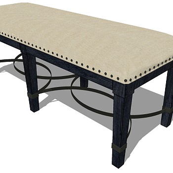 20欧式美式床尾踏床尾凳sketchup草图模型下载