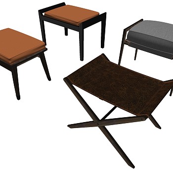 14新中式凳子坐墩坐凳sketchup草图模型下载