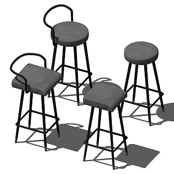 北欧现代吧台吧椅吊灯sketchup草图模型下载