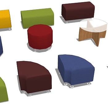 03现代凳子 圆凳,坐墩坐凳沙发凳sketchup草图模型下载