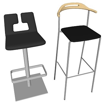 7现代北欧简约椅子吧椅sketchup草图模型下载