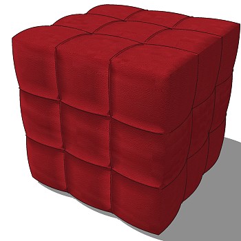 07方形皮墩座椅凳sketchup草图模型下载