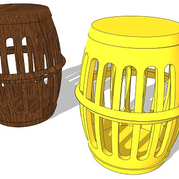 (9)01中式实木古典家具凳子秀墩鼓凳圆凳圆墩sketchup草图模型下载