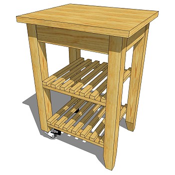21木板凳长条凳凳子sketchup草图模型下载