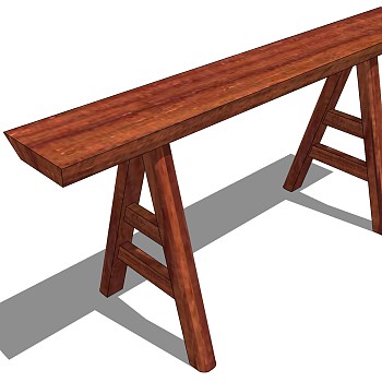 15木板凳长条凳sketchup草图模型下载