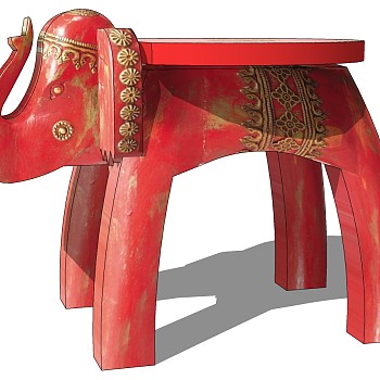 11儿童大象造型单椅凳子sketchup草图模型下载