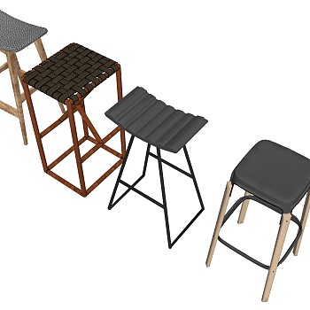 工业风北欧现代吧台吧椅吧凳sketchup草图模型下载