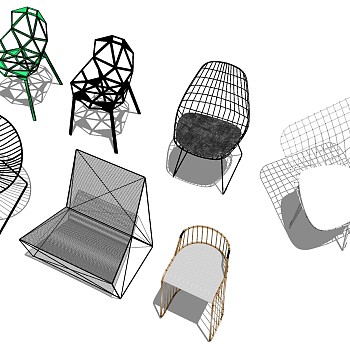17现代铁艺休闲座椅椅子户外椅子sketchup草图模型下载