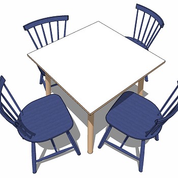地中海欧式餐桌椅su草图模型下载 (2)