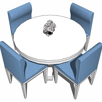 地中海欧式餐桌椅su草图模型下载 (3)