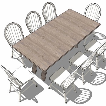 地中海欧式餐桌椅su草图模型下载 (6)