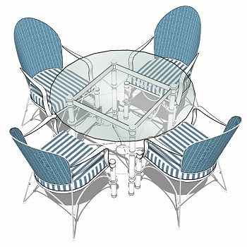 地中海欧式餐桌椅su草图模型下载 (7)