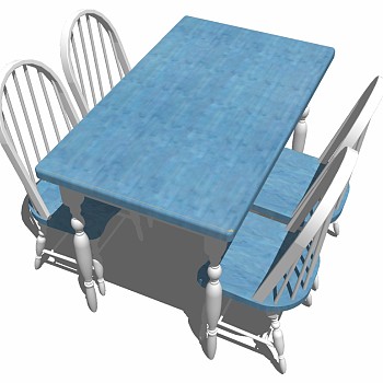 地中海欧式餐桌椅su草图模型下载 (9)