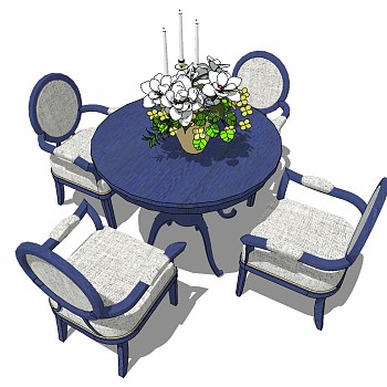 地中海欧式餐桌椅su草图模型下载 (10)