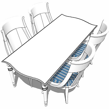 地中海欧式餐桌椅su草图模型下载 (11)
