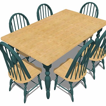 地中海欧式餐桌椅su草图模型下载 (12)