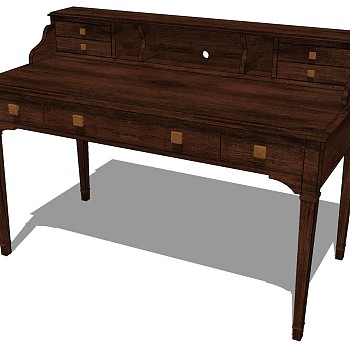 美式法式实木桌子写字桌SketchUp草图模型下