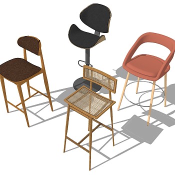 现代吧台吧椅吧凳sketchup草图模型下载