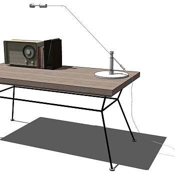 现代实木桌子写字桌写字台 SketchUp草图模型下
