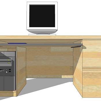 现代简约实木桌子电脑电脑桌组合SketchUp草图模型下 (3)