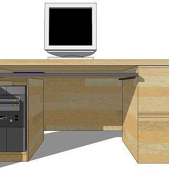 现代简约实木桌子电脑电脑桌组合SketchUp草图模型下 (3)