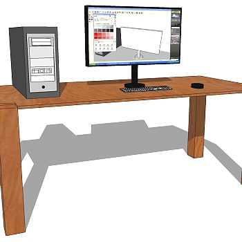 现代简约实木桌子电脑电脑桌组合 SketchUp草图模型下(4)