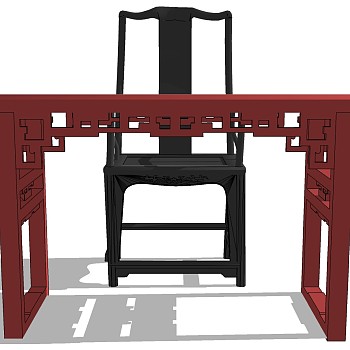 新中式实木桌子椅子SketchUp草图模型下