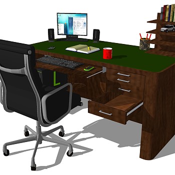 美式欧式法式实木桌子书桌椅子SketchUp草图模型下